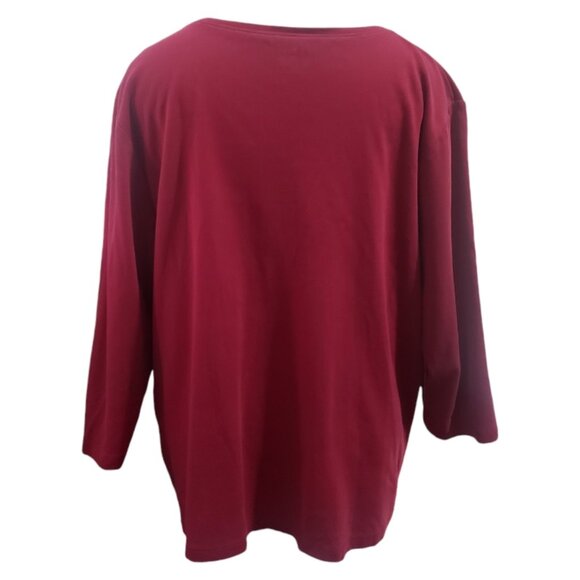 CT1813 L.L. Bean 3/4 Sleeve V-neck Cotton Tee 1X - Picture 3 of 3